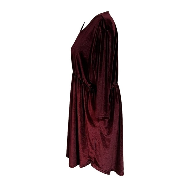 Amaryllis Burgundy 3/4 Sleeve Polyester Women’s Dress (Sz XL) - Picture 5 of 12